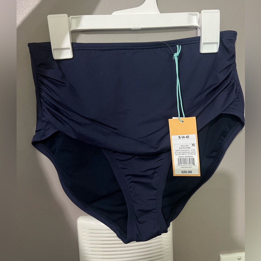 Kona Sol Dark Blue High-Waisted Bikini Bottom